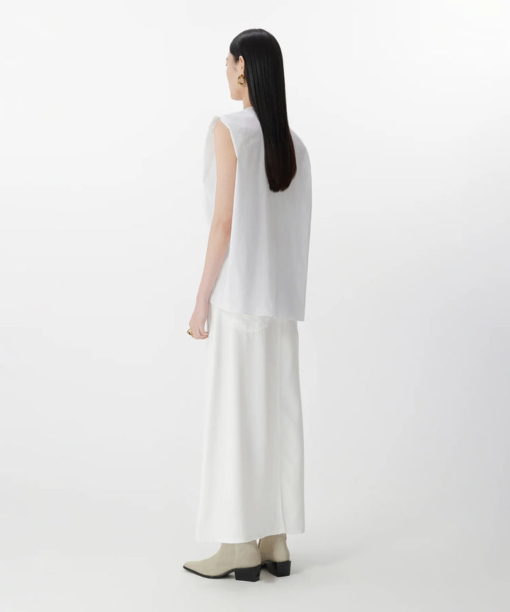 Blouse sans manches à plis asymétriques