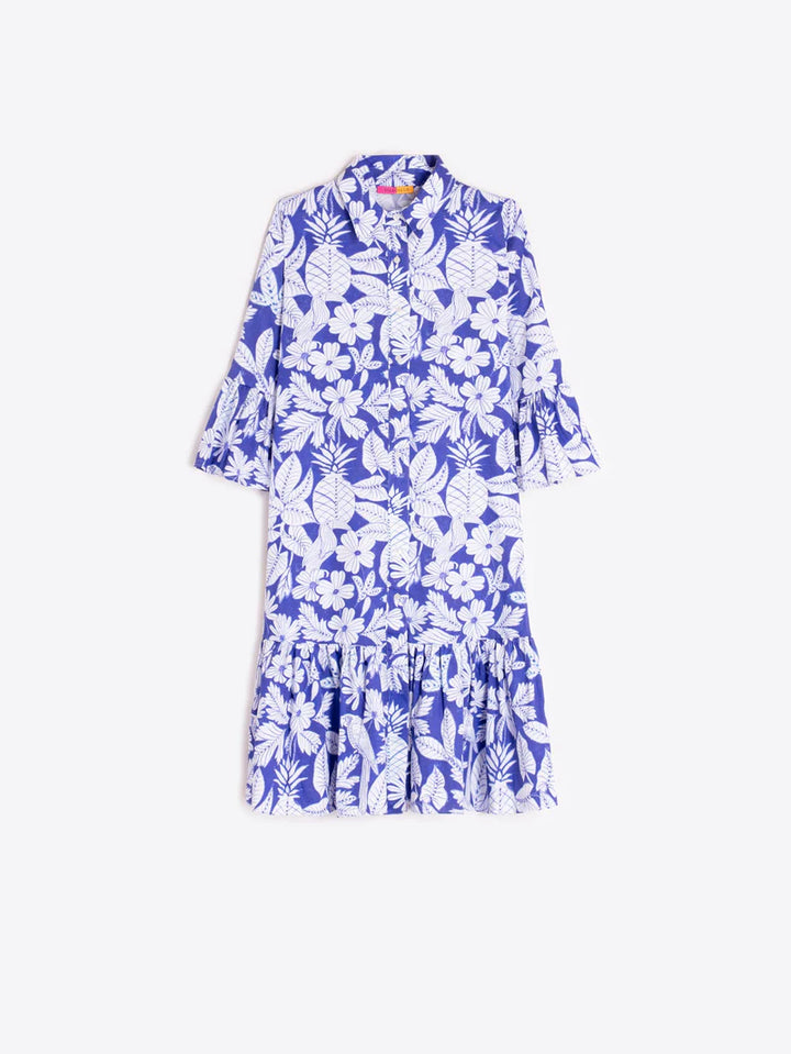 Robe chemise Ada volantée à imprimé tropical