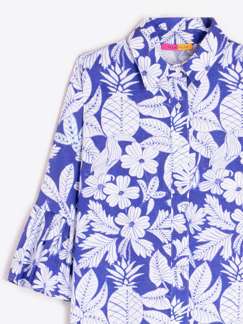Robe chemise Ada volantée à imprimé tropical