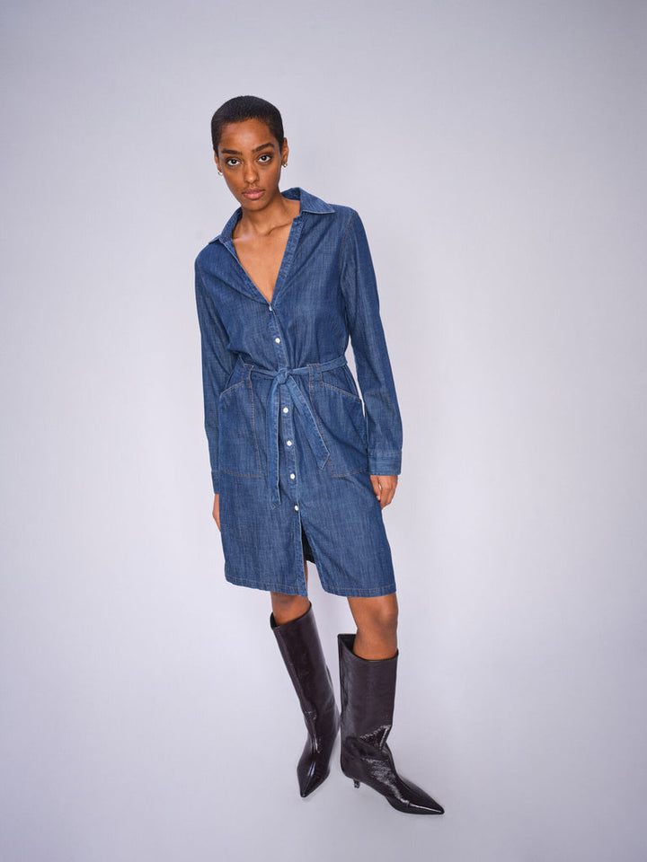 Robe-chemise midi en denim Malti