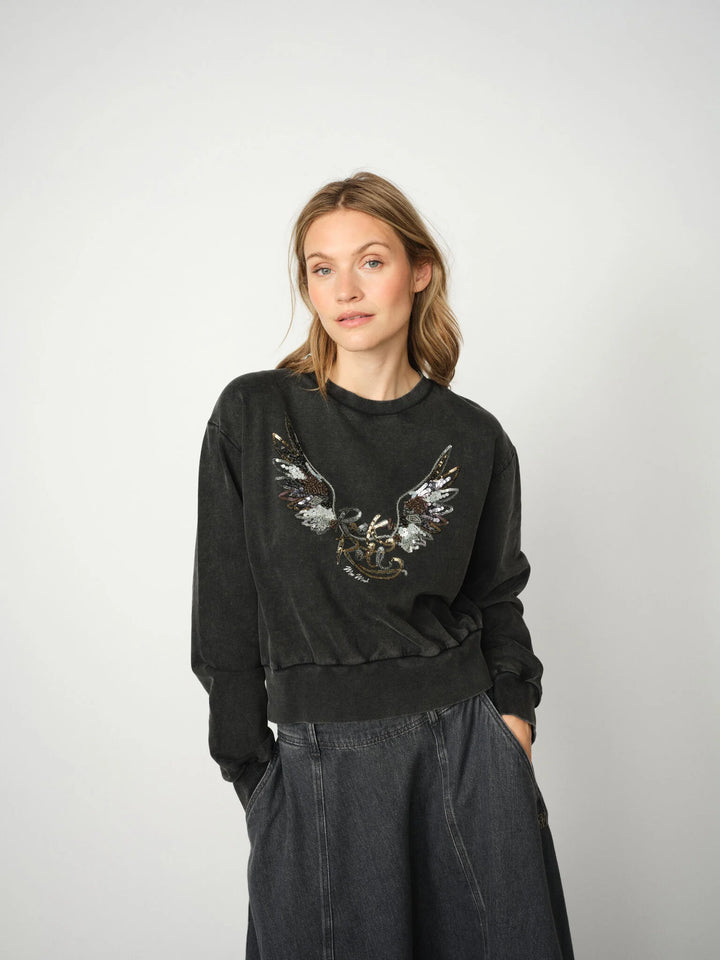 Sweat-shirt avec motif d'ailes à paillettes Cosette