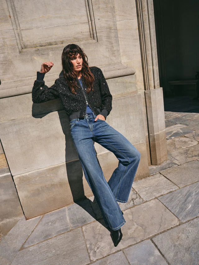 Blouson aviateur étincelant à paillettes Cate Lala