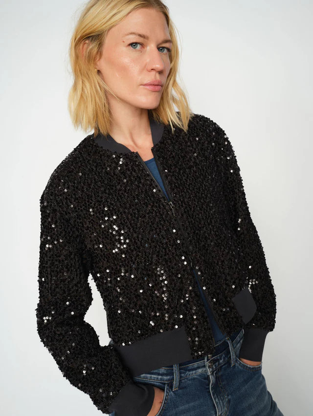 Blouson aviateur étincelant à paillettes Cate Lala
