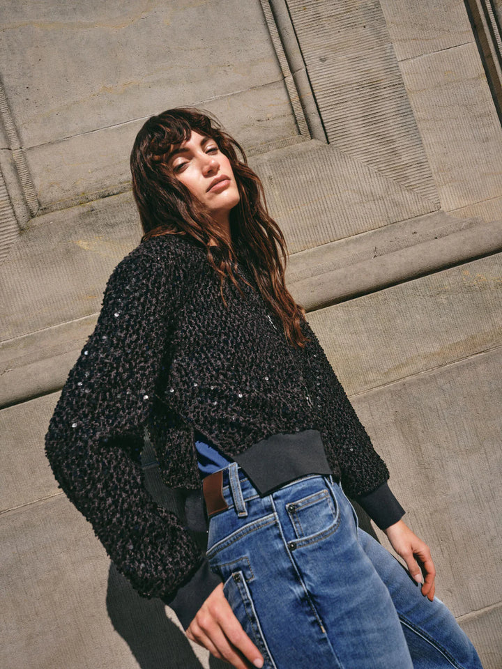 Blouson aviateur étincelant à paillettes Cate Lala