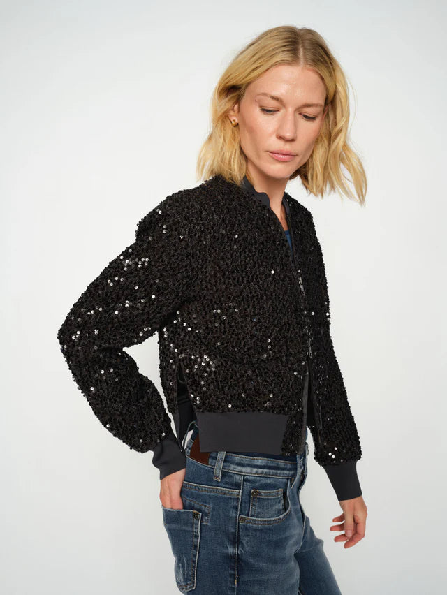 Blouson aviateur étincelant à paillettes Cate Lala