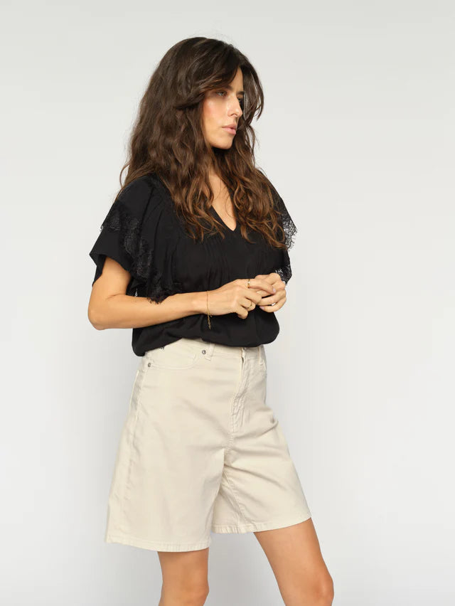 Bermuda Bati à taille haute et coupe droite