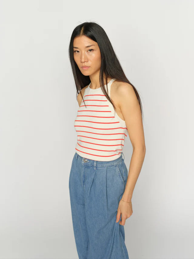 Camisole Imanja rayée en maille à encolure américaine