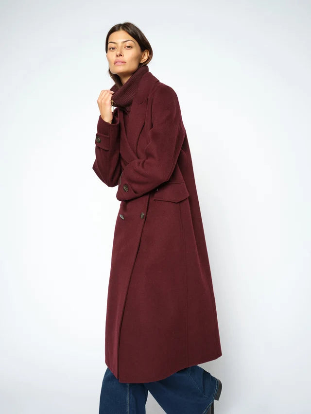 Manteau long croisé à col amovible Alva Loisa