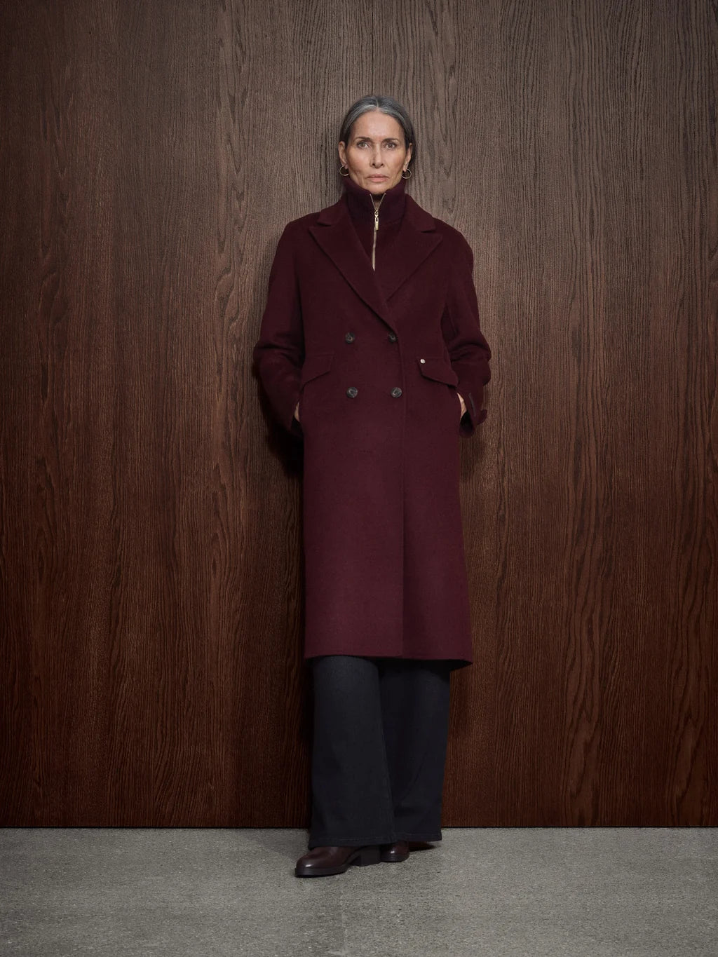 Manteau long croisé à col amovible Alva Loisa