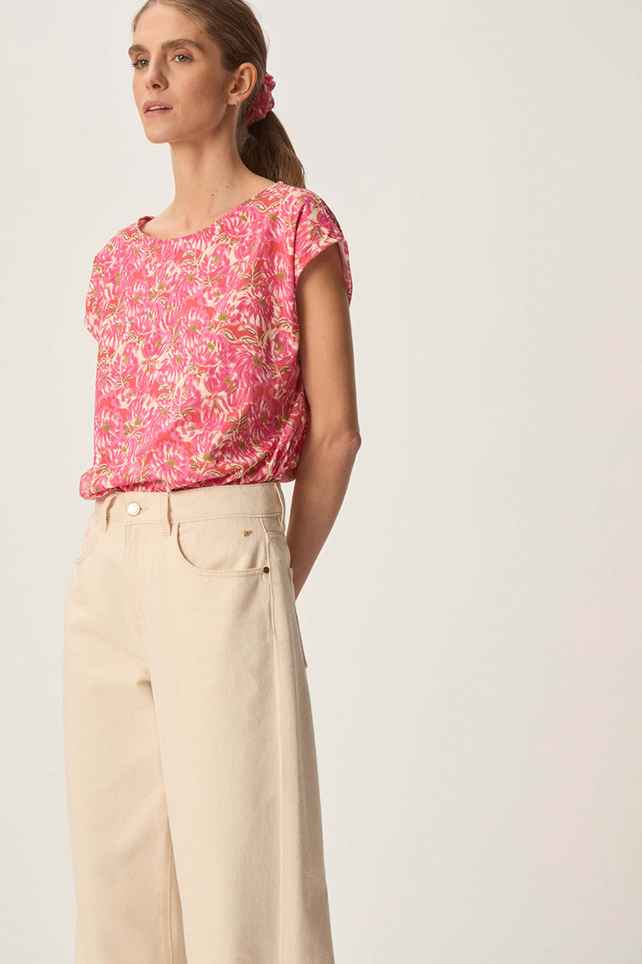 T-shirt en coton avec imprimé floral Kalabs