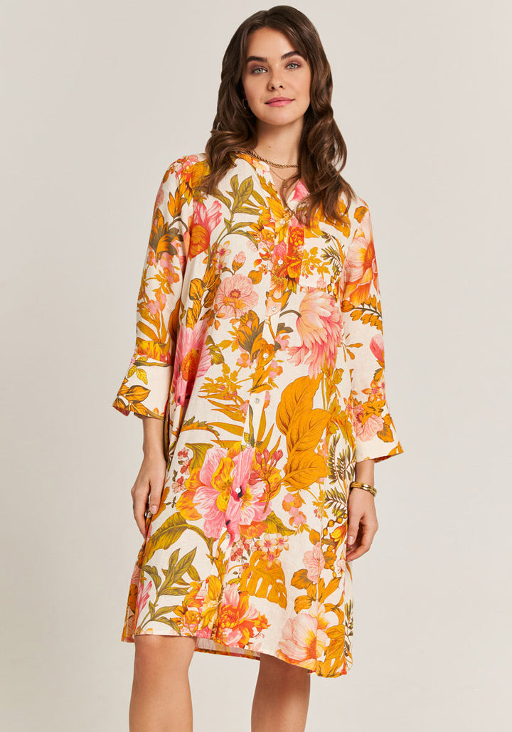 Robe chemise midi avec imprimé floral