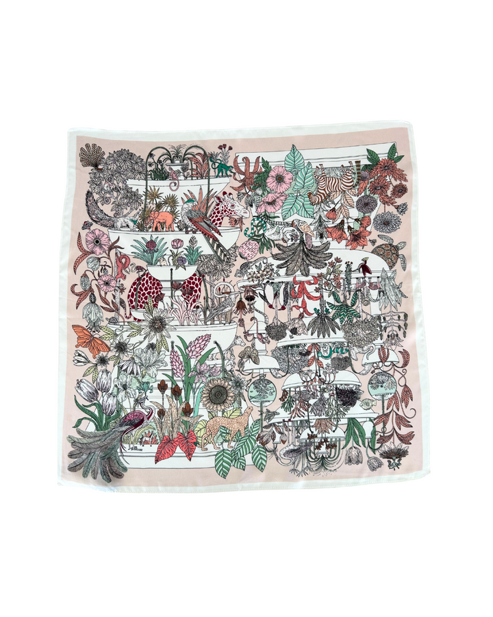 Foulard en soie avec imprimé botanica