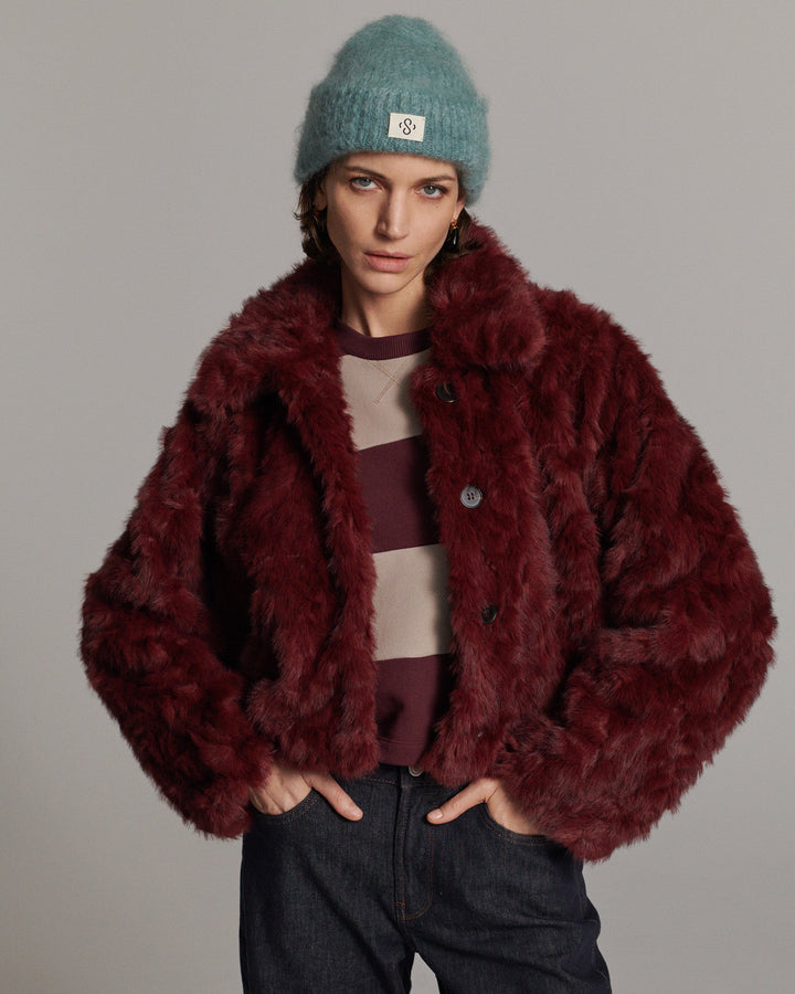 Veste en fausse fourrure à col montant