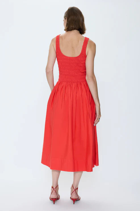 Robe midi smockée Alessia avec jupe ample