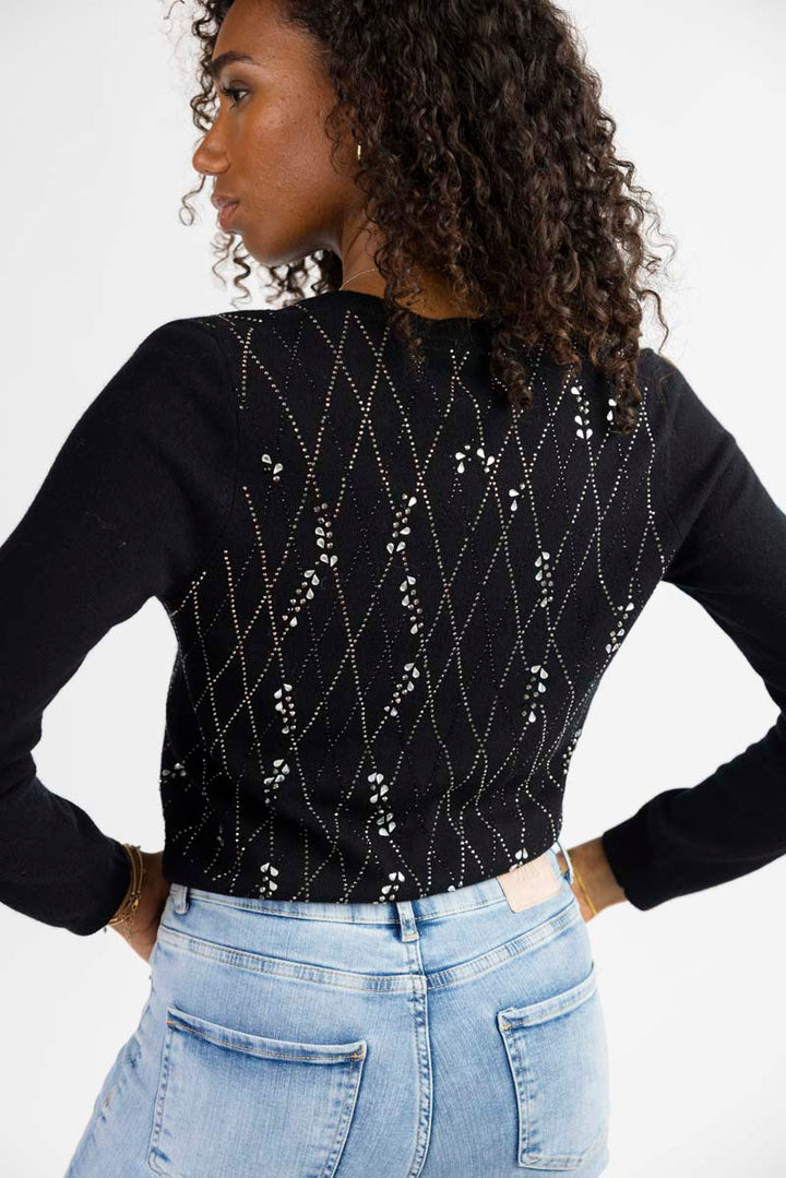 Cardigan ajusté avec cristaux