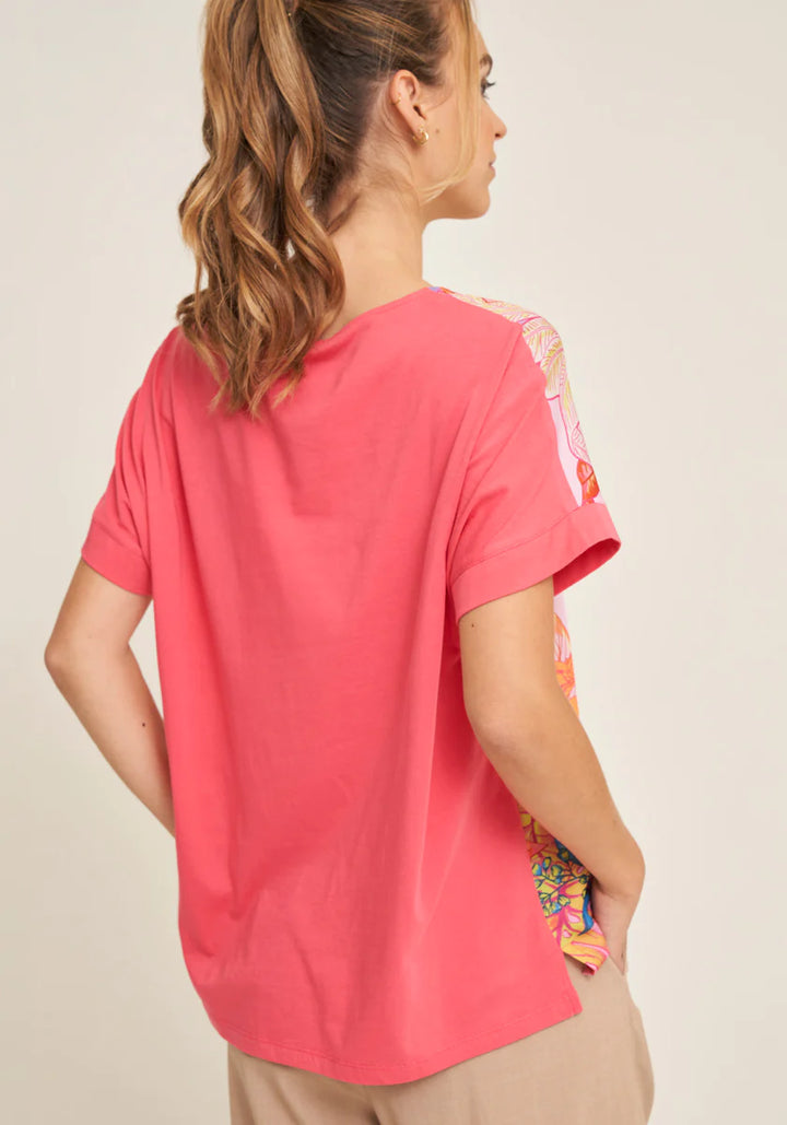T-shirt satiné style blouse avec imprimé jungle