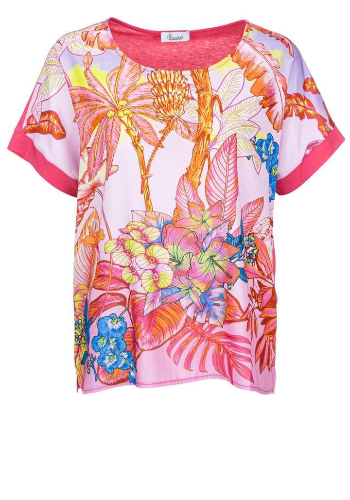 T-shirt satiné style blouse avec imprimé jungle