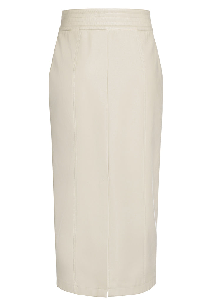 Jupe midi en faux cuir avec poches plaquées