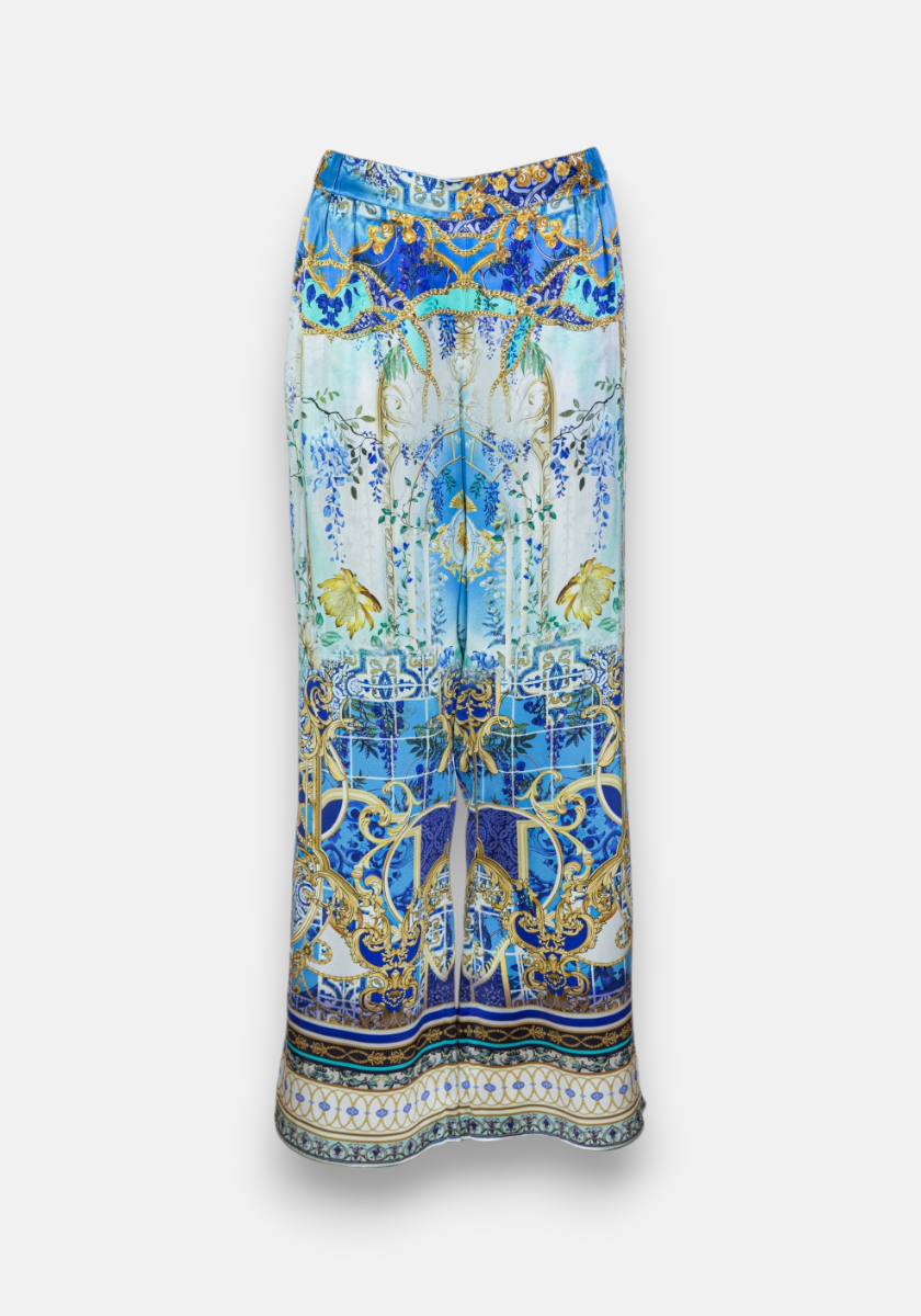 Pantalon en soie avec un imprimé style baroque
