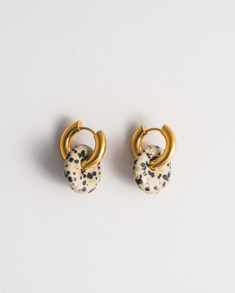 Boucles d'oreilles anneaux Dalmatian Jasper