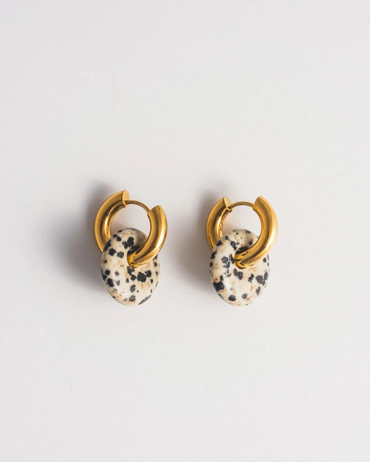 Boucles d'oreilles anneaux Dalmatian Jasper