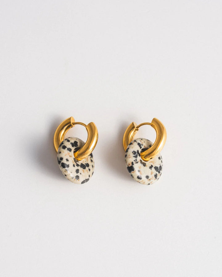 Boucles d'oreilles anneaux Dalmatian Jasper