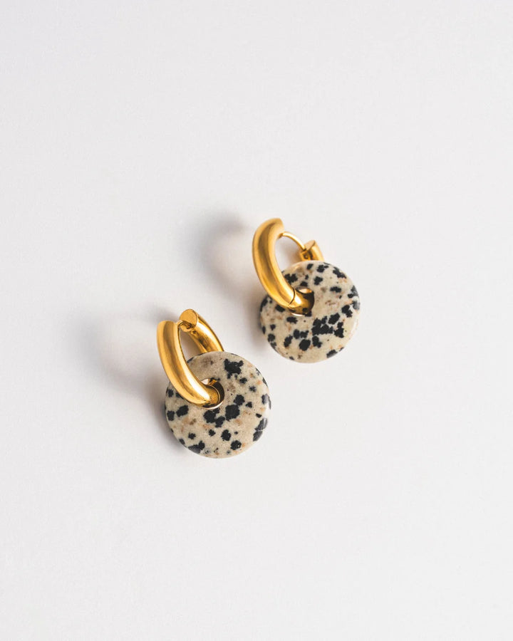 Boucles d'oreilles anneaux Dalmatian Jasper