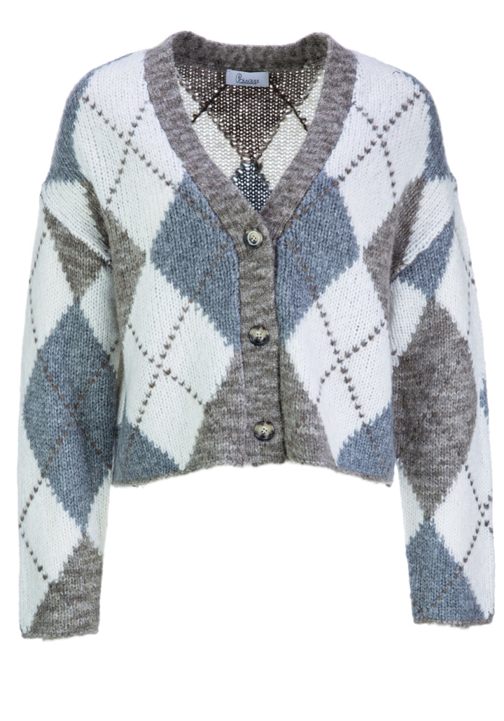Cardigan boutonné avec motif argyle