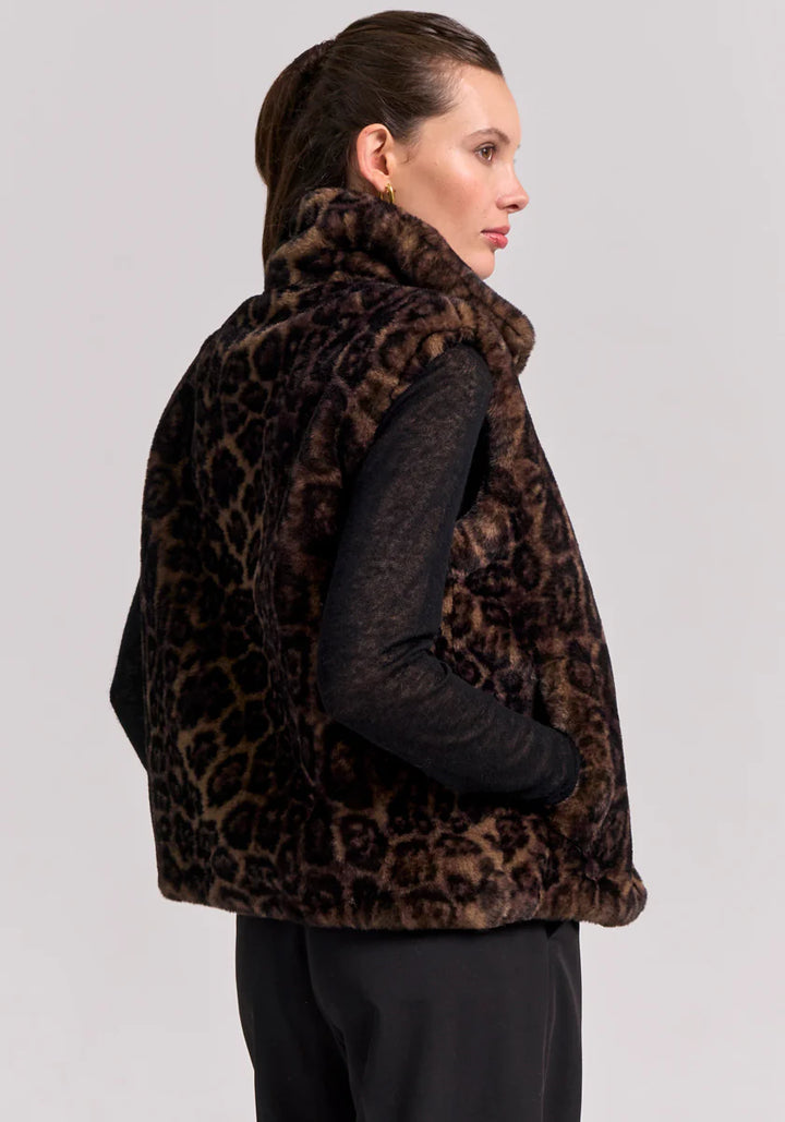 Gilet en fausse fourrure avec motif léopard