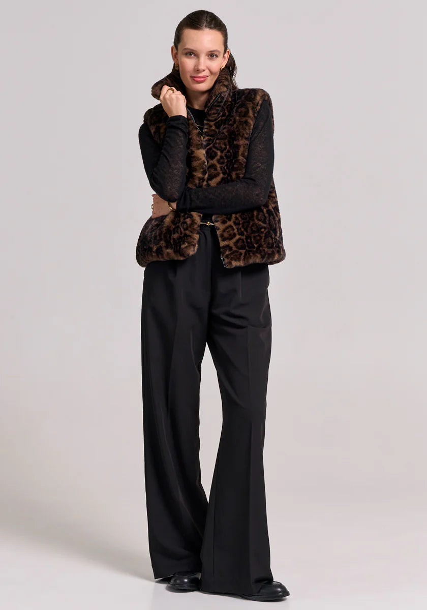 Gilet en fausse fourrure avec motif léopard