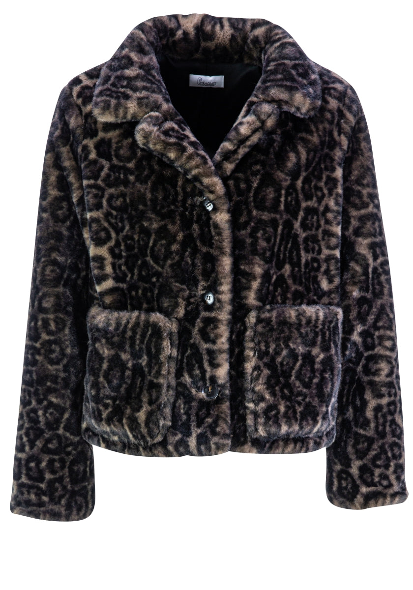 Veste en fausse fourrure avec motif léopard