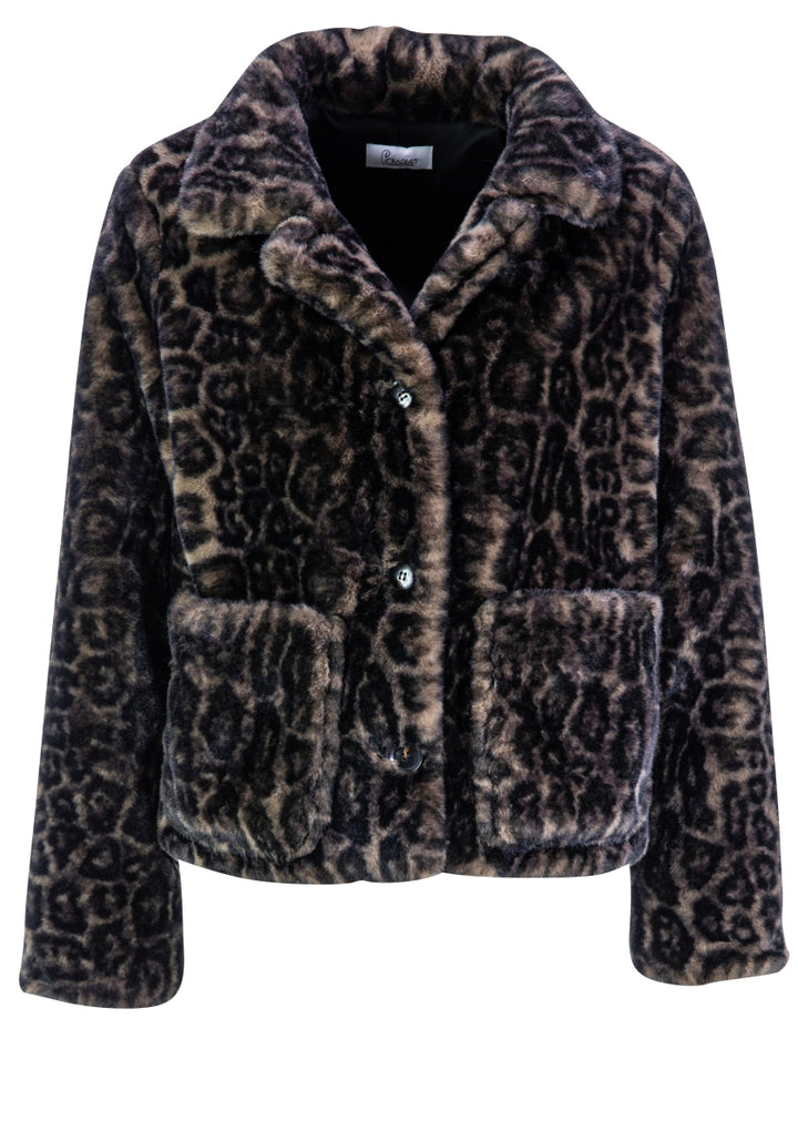 Veste en fausse fourrure avec motif léopard