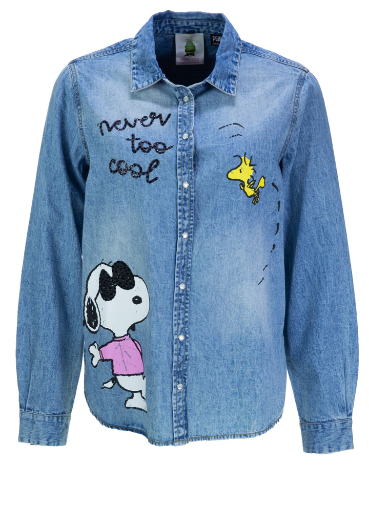 Chemisier en denim avec imprimé Snoopy