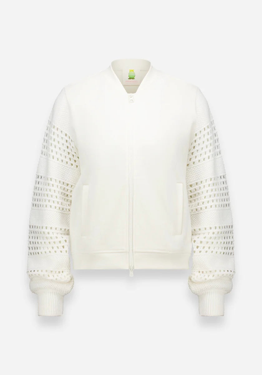 Veste texturée à manches ajourées
