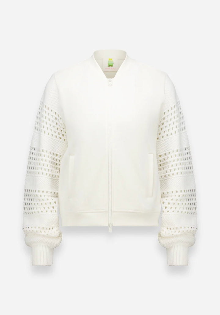 Veste texturée à manches ajourées