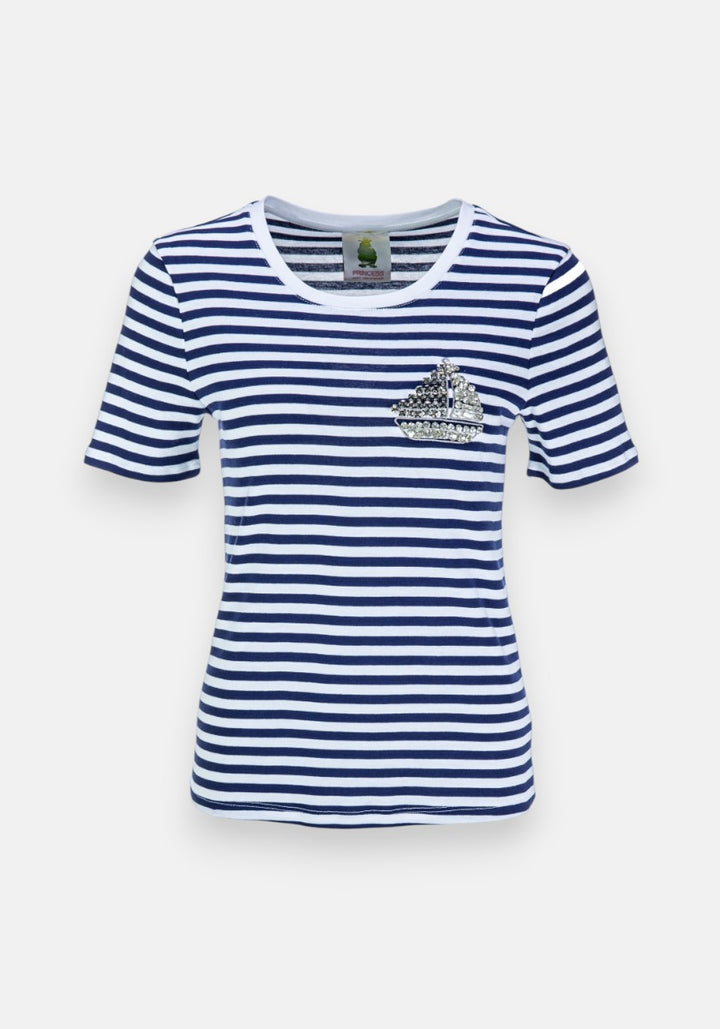 T-shirt à rayures avec écusson bateau