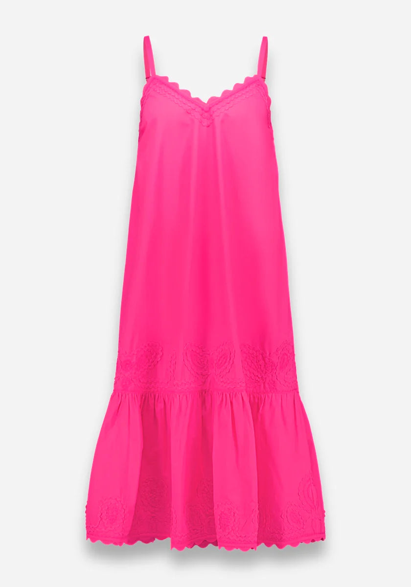 Robe midi à bretelles et broderies