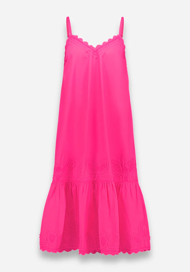 Robe midi à bretelles et broderies
