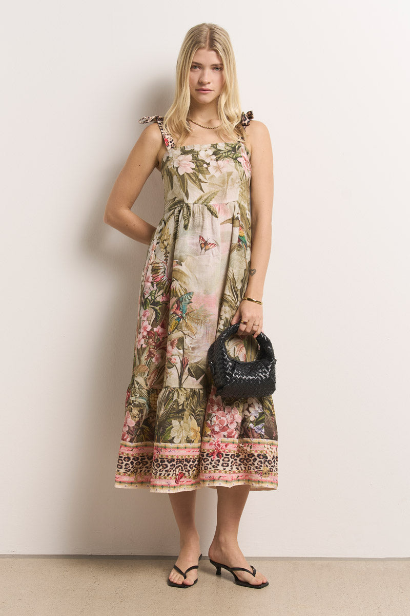 Robe longue safari en lin