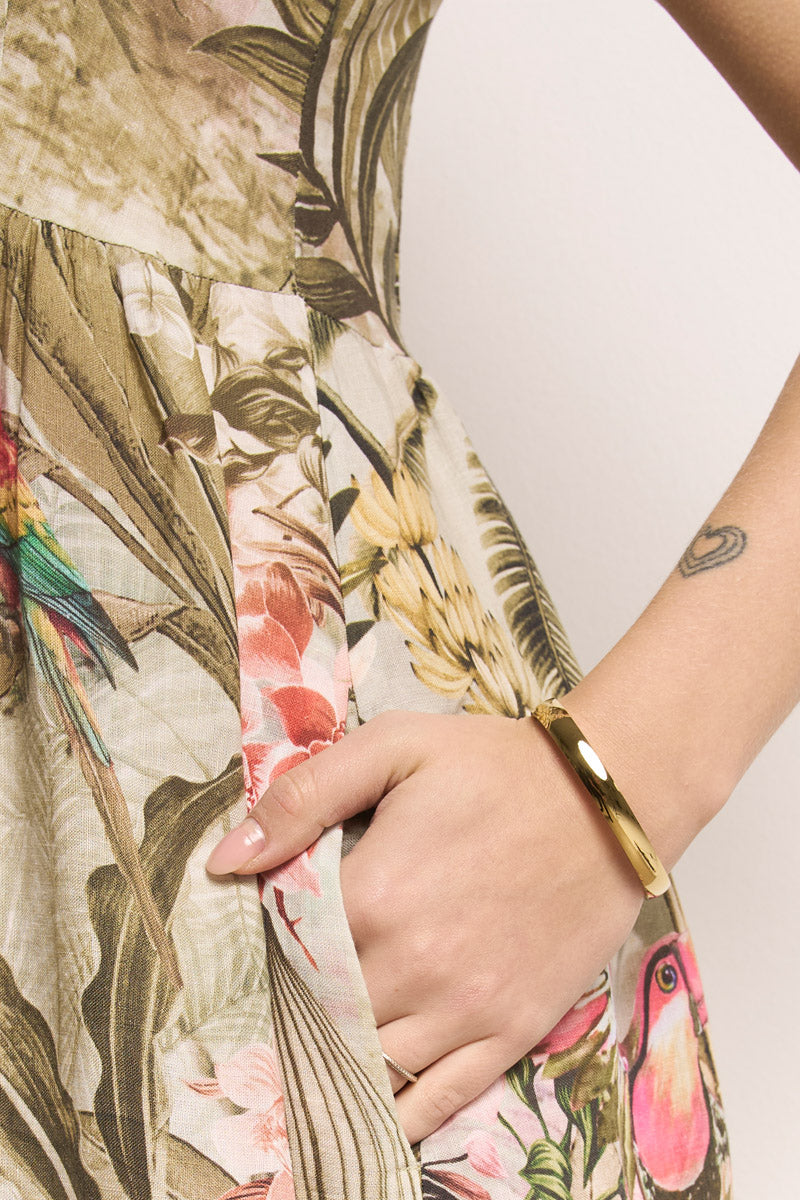 Robe longue safari en lin