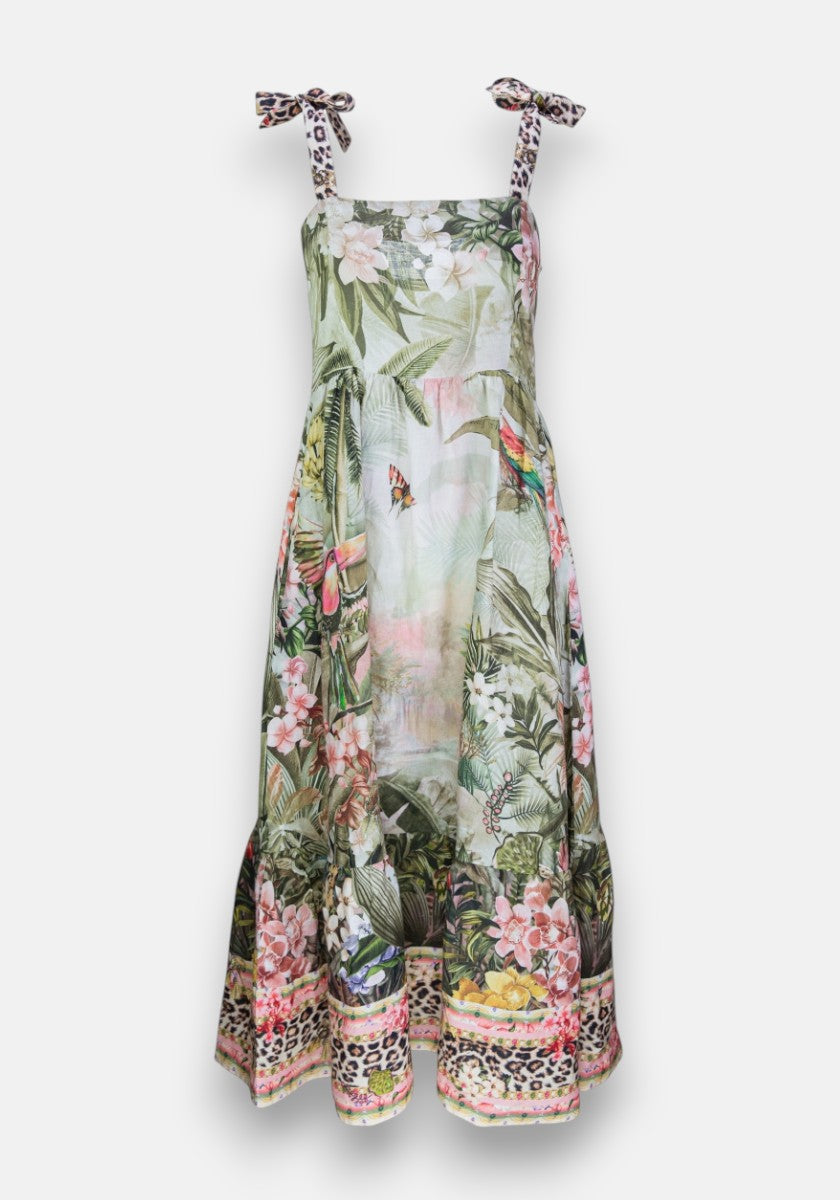 Robe longue safari en lin
