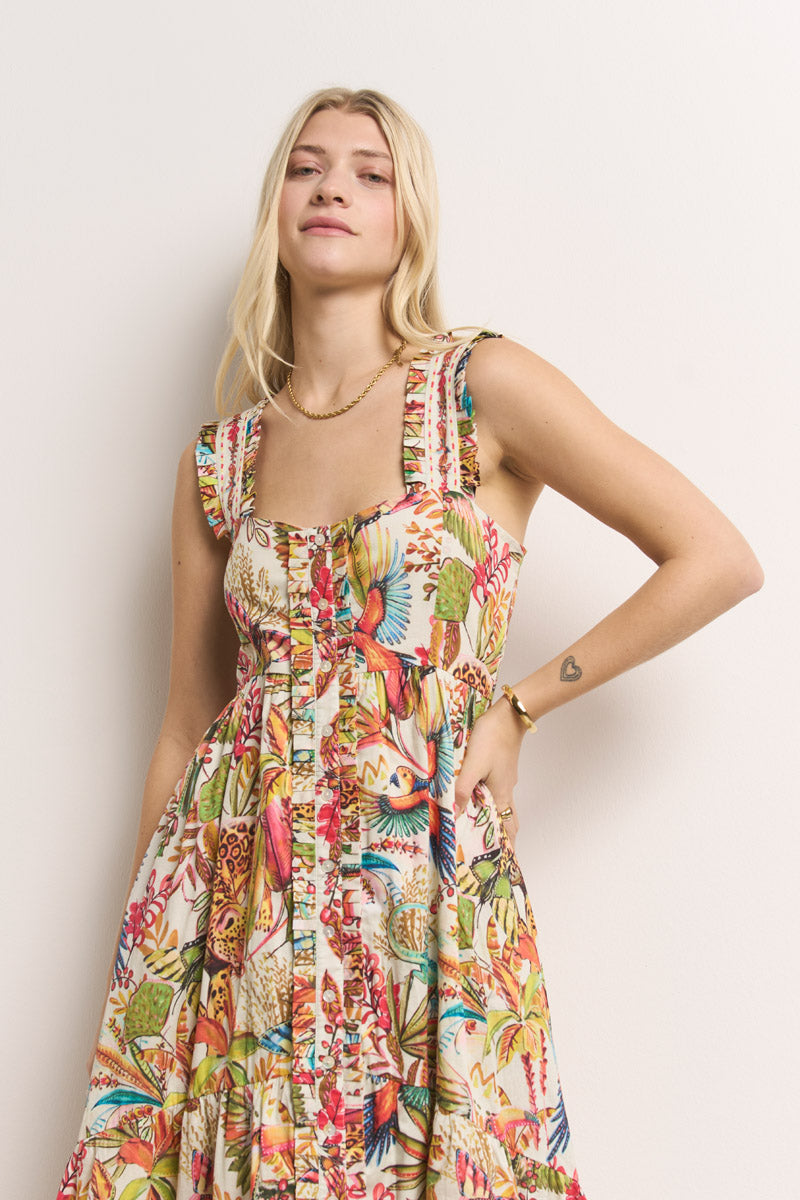 Robe maxi à motif exotique