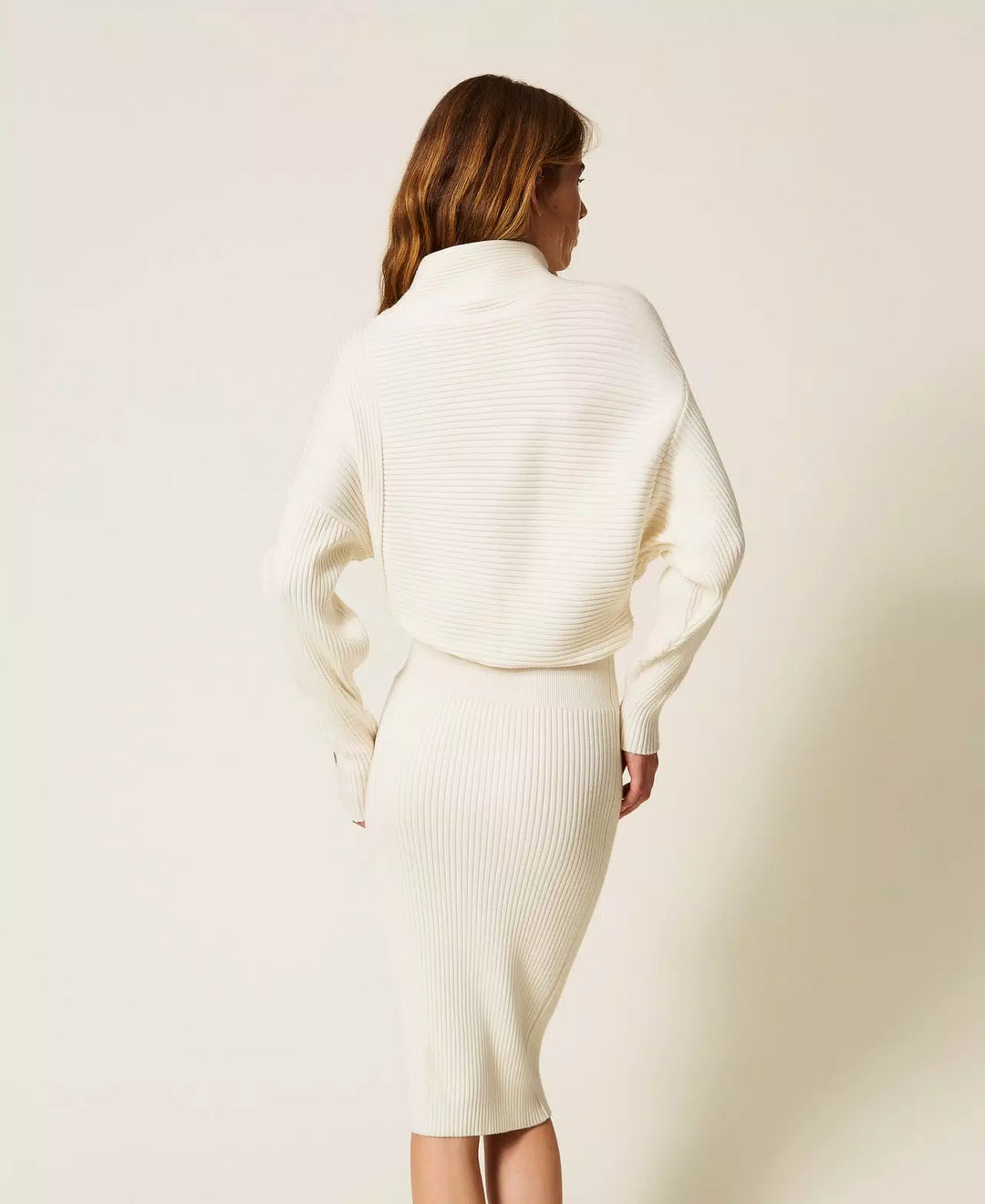 Robe midi en maille côtelée