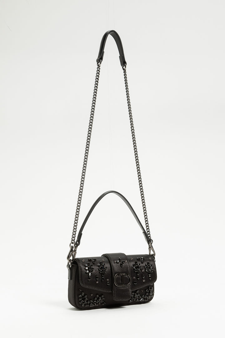 Sac à bandoulière satiné avec pierres Amie