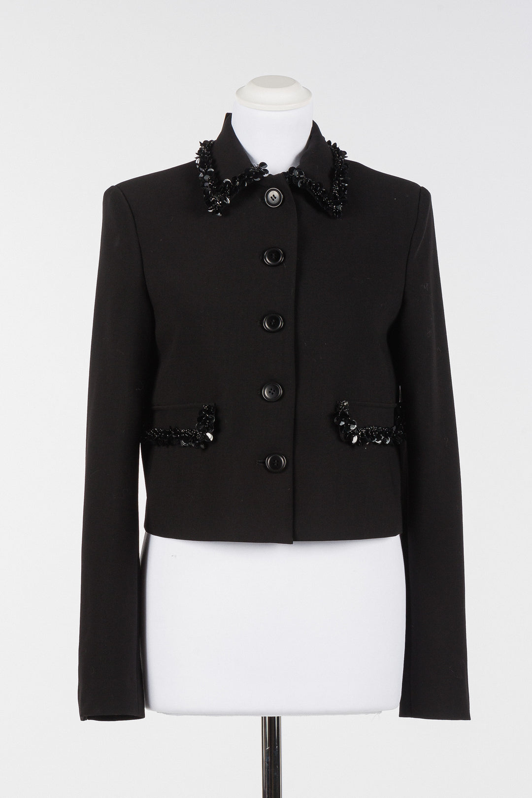 Blazer court en crêpe avec paillettes