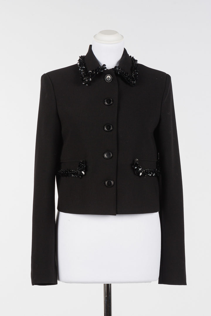 Blazer court en crêpe avec paillettes