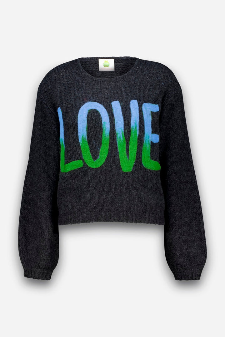Pull à intarsia tricotée à la main Love