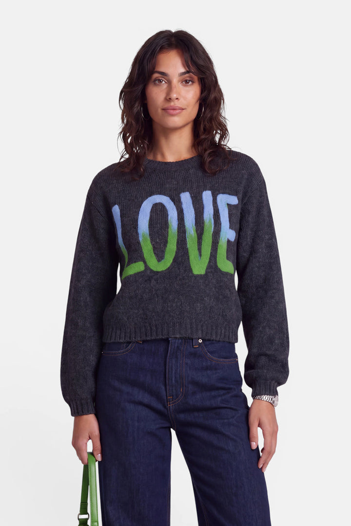 Pull à intarsia tricotée à la main Love