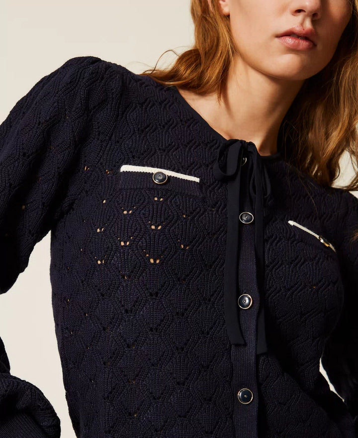 Cardigan en tricot ajouré