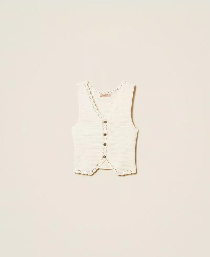 Gilet ajusté en maille à finitions crochetées